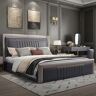 Homary Modern Upholstered Cal King Bed Platform Bed Frame  with Wingback Headboard