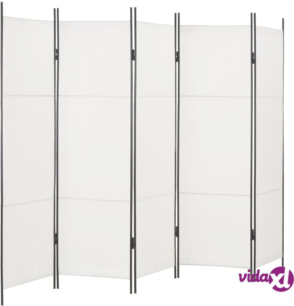 vidaXL 5-Panel Room Divider White 250x180 cm