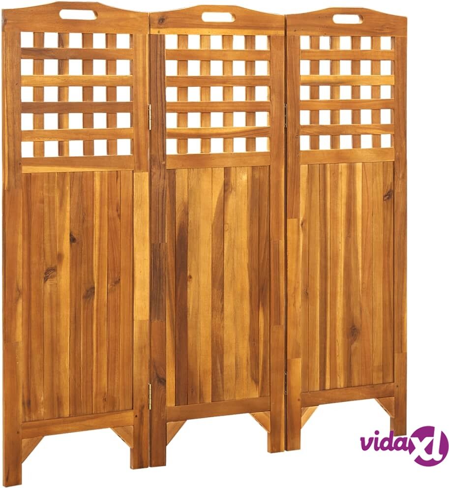 vidaXL 3-Panel Room Divider 121x2x120 cm Solid Acacia Wood