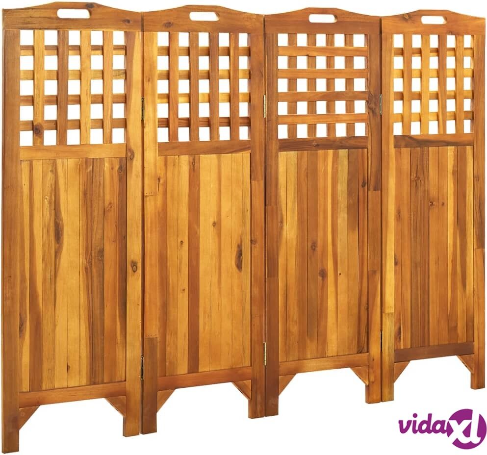 vidaXL 4-Panel Room Divider 161x2x120 cm Solid Acacia Wood