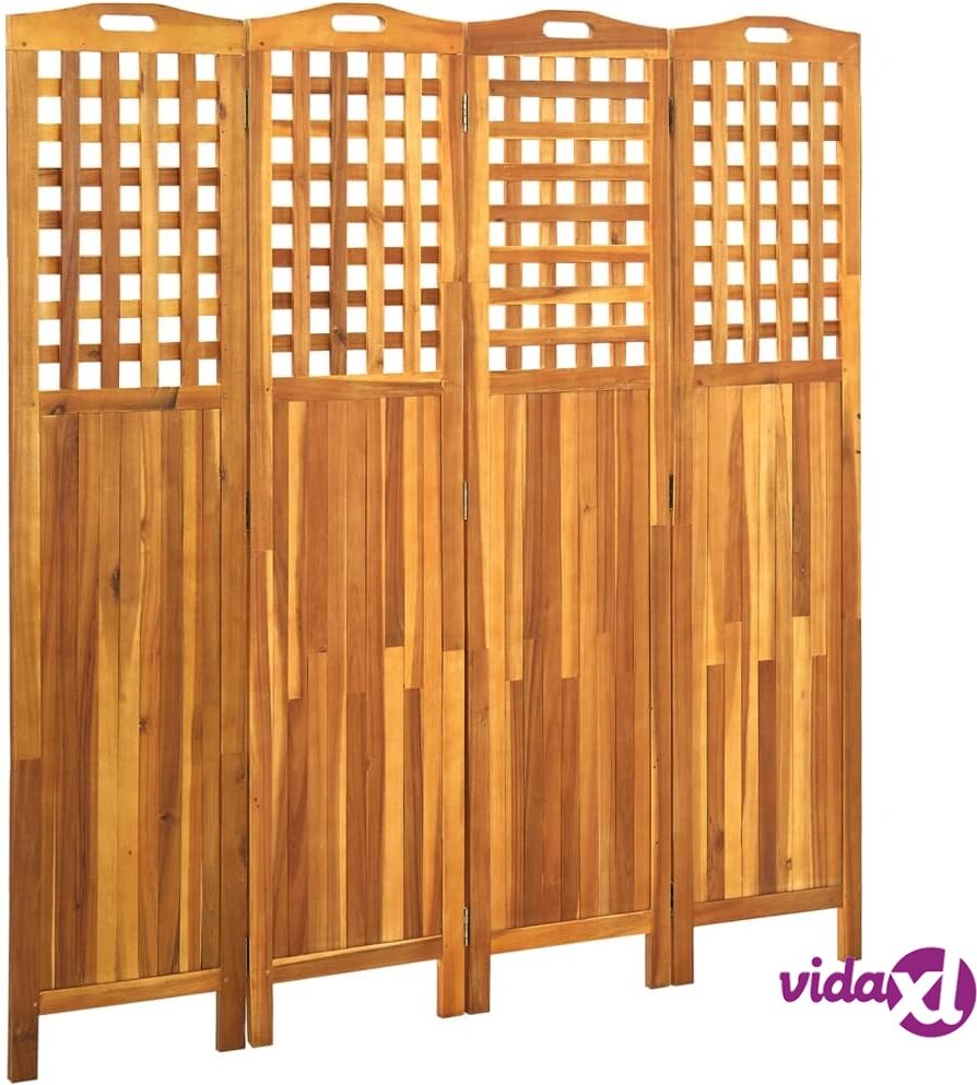 vidaXL 4-Panel Room Divider 161x2x170 cm Solid Acacia Wood