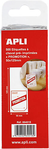 APLI Étiquettes à cheval pré-imprimées APLI  Promotion  Blanc  rouge 50 x 50 mm 500 Unités