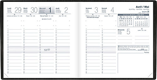 Plancher Semainier Plancher Éco 1 Semaine sur 2 pages 2021 Noir