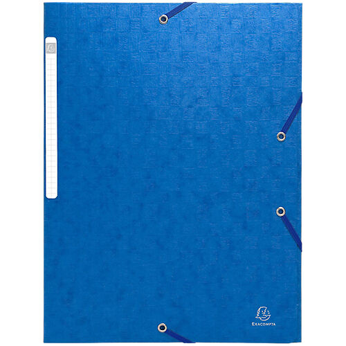 Exacompta Chemise 3 rabats à élastique Exacompta Carte lustrée véritable A4 600 g/m² Bleu