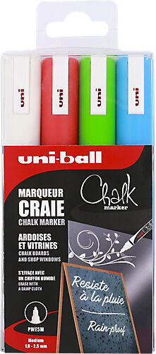 uni-ball Marqueur craie uni-ball PWE-5M Ogive Assortiment - 4 Unités