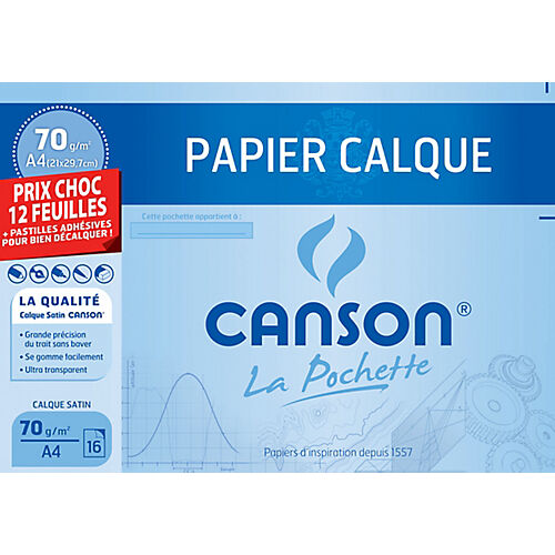 Canson Papier calque Canson A4 70 g/m² - 12 Feuilles