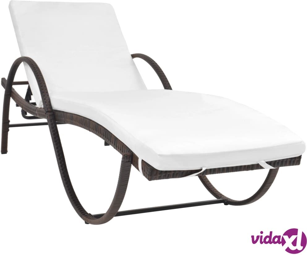 vidaXL Sun Lounger with Cushion Poly Rattan Brown