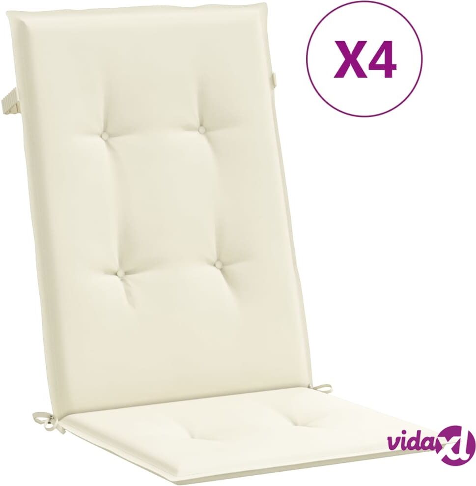 vidaXL Garden Chair Cushions 4 pcs Cream 120x50x3 cm