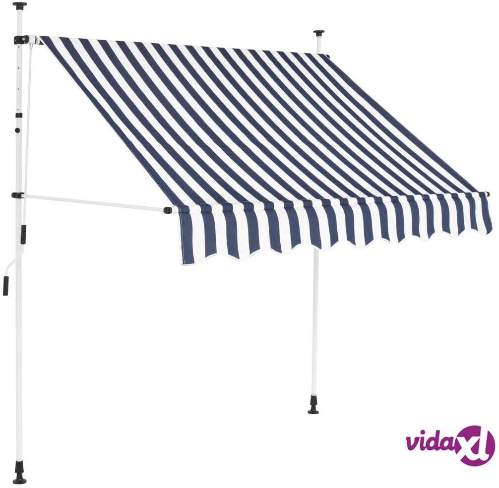 vidaXL Manual Retractable Awning 200 cm Blue and White Stripes