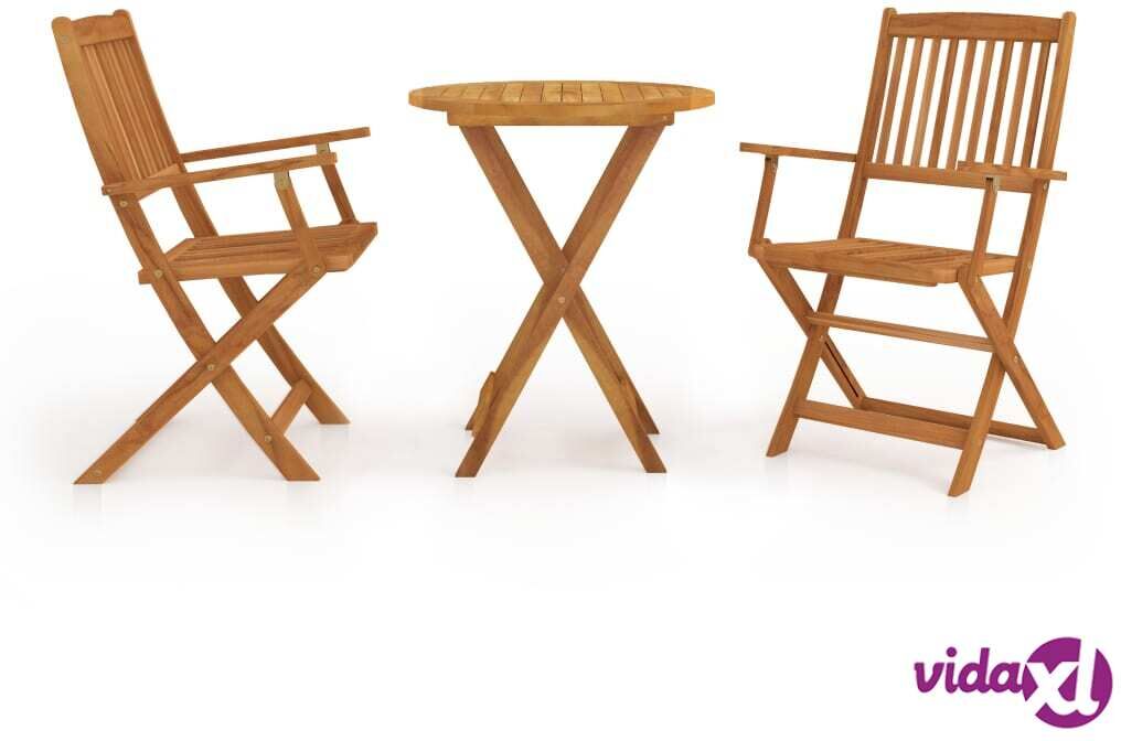 vidaXL 3 Piece Folding Bistro Set solid Acacia Wood