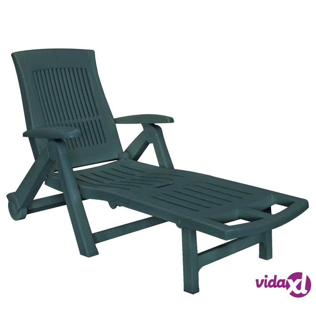 vidaXL Sun Lounger with Footrest Plastic Green