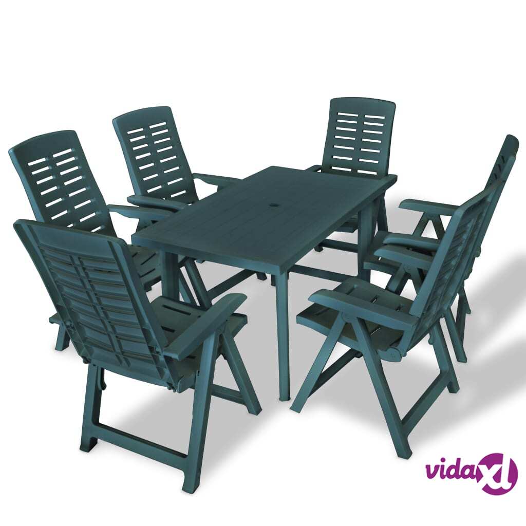 vidaXL 7 Piece Outdoor Dining Set Plastic Green