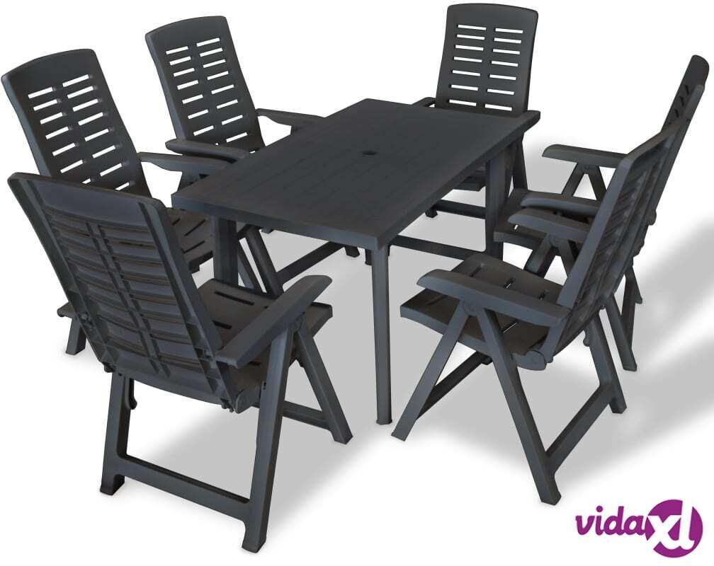 vidaXL 7 Piece Outdoor Dining Set Plastic Anthracite