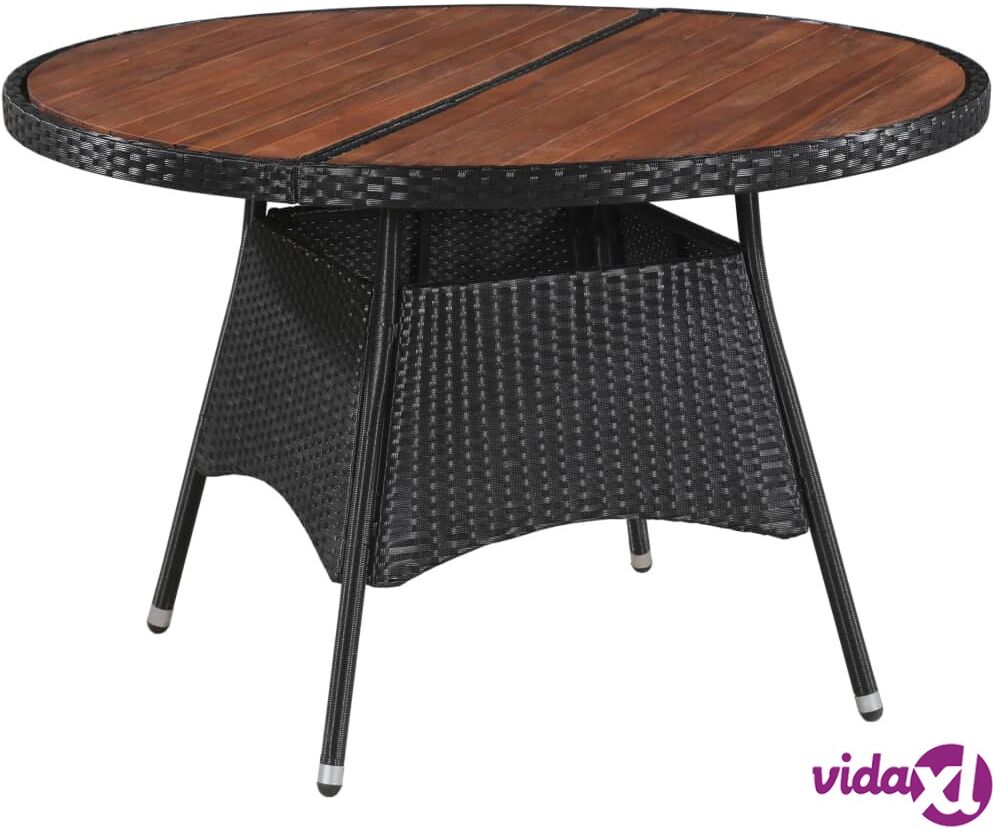 vidaXL Garden Table 115x74 cm Poly Rattan and Solid Acacia Wood