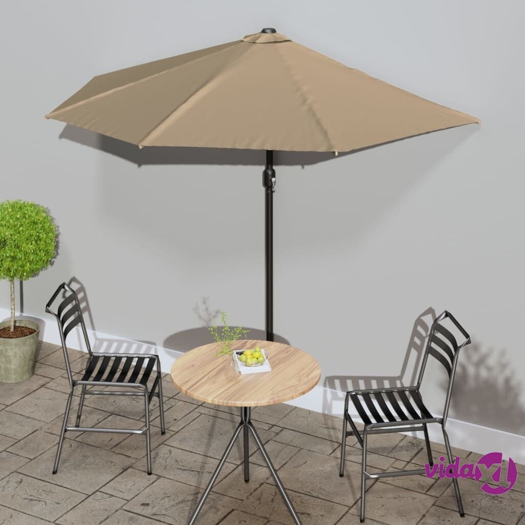 vidaXL Balcony Parasol with Aluminium Pole Taupe 270x135 cm Half