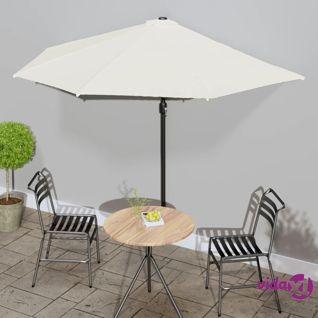 vidaXL Balcony Parasol with Aluminium Pole Sand 300x150 cm Half