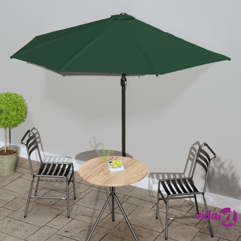 vidaXL Balcony Parasol with Aluminium Pole Green 300x150 cm Half