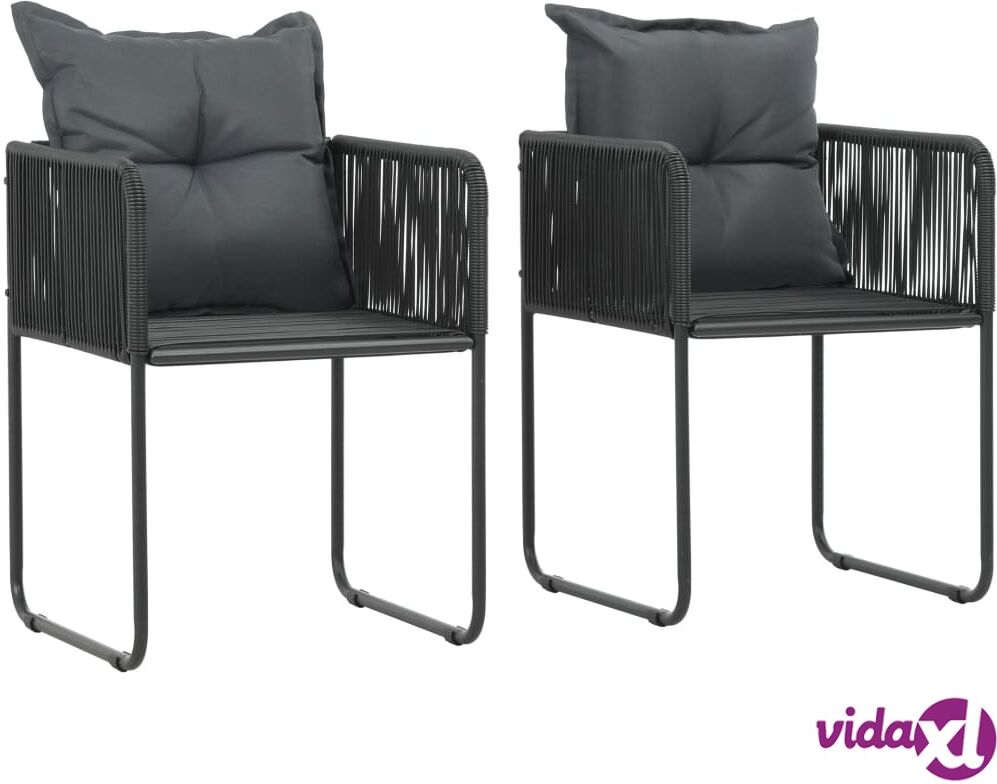 vidaXL Outdoor Chairs 2 pcs with Pillows Poly Rattan Black