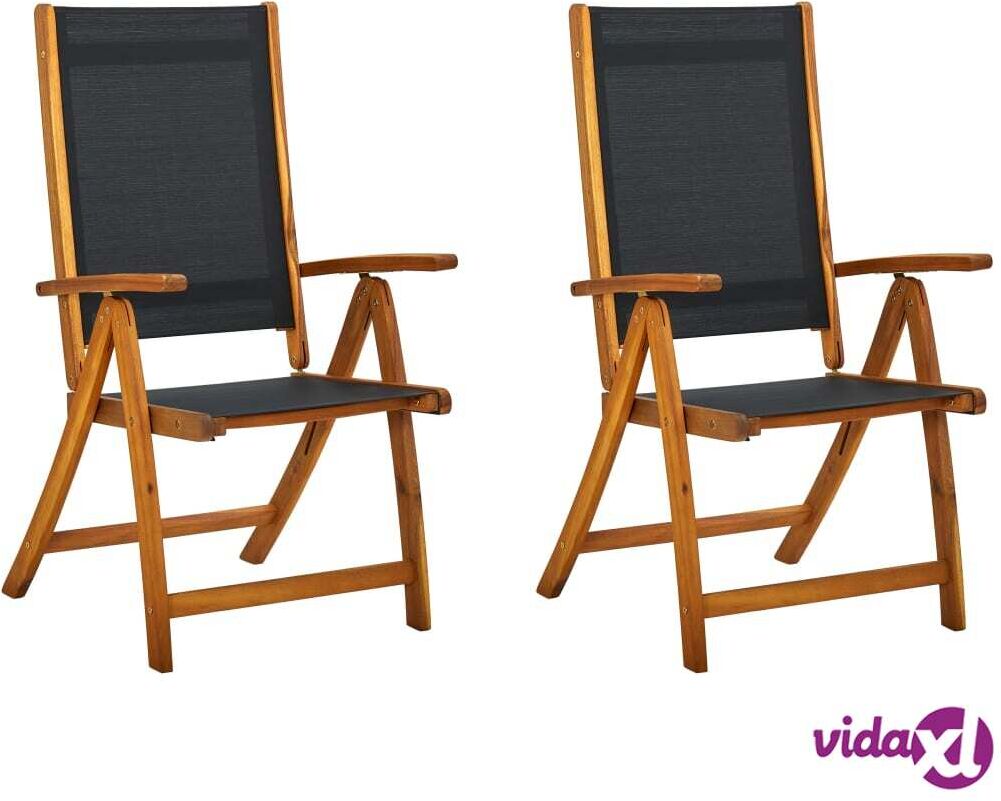 vidaXL Folding Garden Chairs 2 pcs Solid Acacia Wood and Textilene