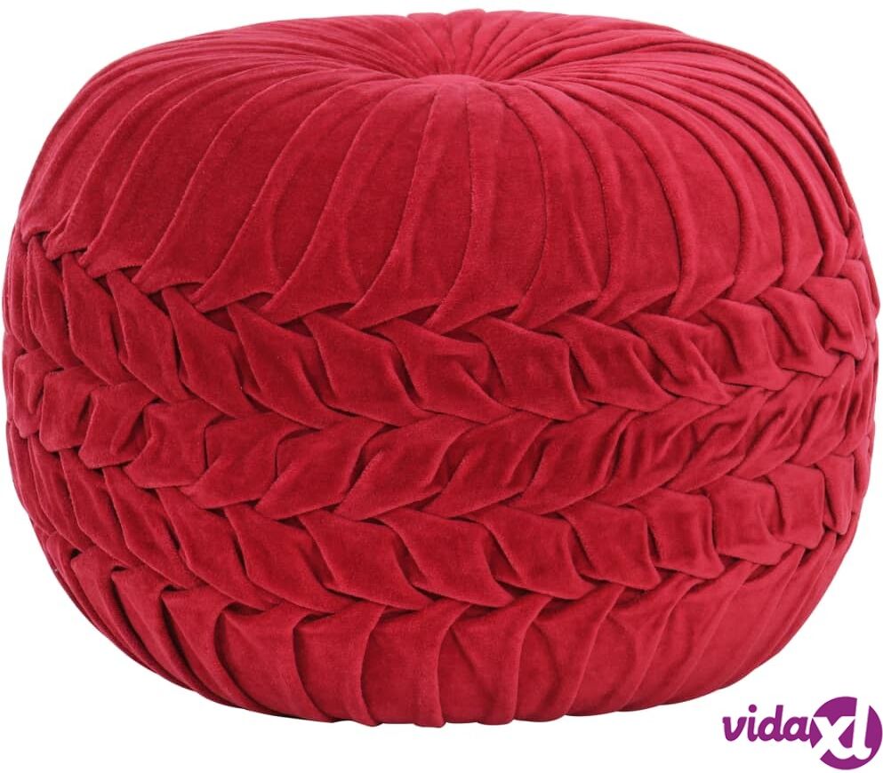 vidaXL Pouffe Cotton Velvet Smock Design 40x30 cm Red