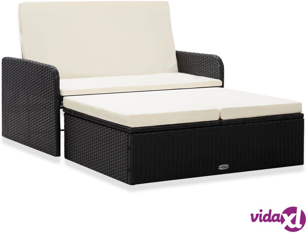 vidaXL 2 Piece Garden Lounge Set with Cushions Poly Rattan Black