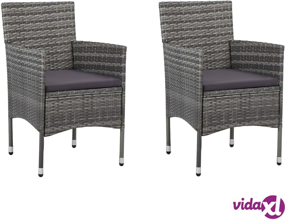 vidaXL idaXL Garden Dining Chairs 2 pcs Poly Rattan Grey