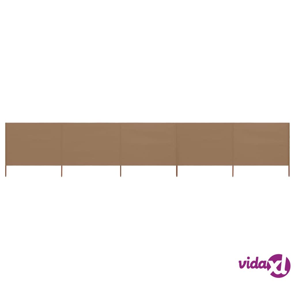 vidaXL 5-panel Wind Screen Fabric 600x160 cm Taupe