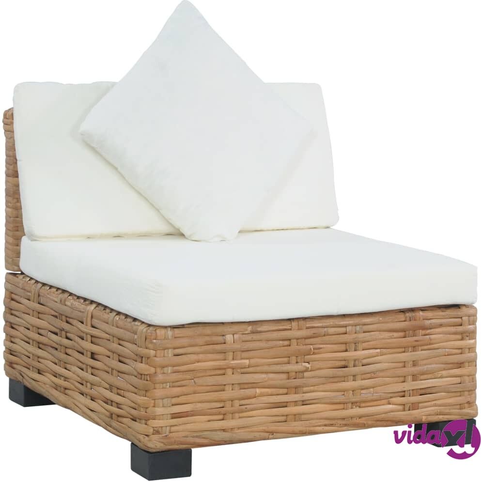 vidaXL Armless Sofa with Cushions Natural Rattan