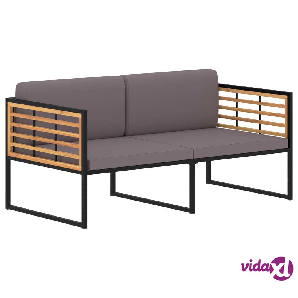 vidaXL Garden Bench with Cushions 136 cm Solid Acacia Wood Dark Grey