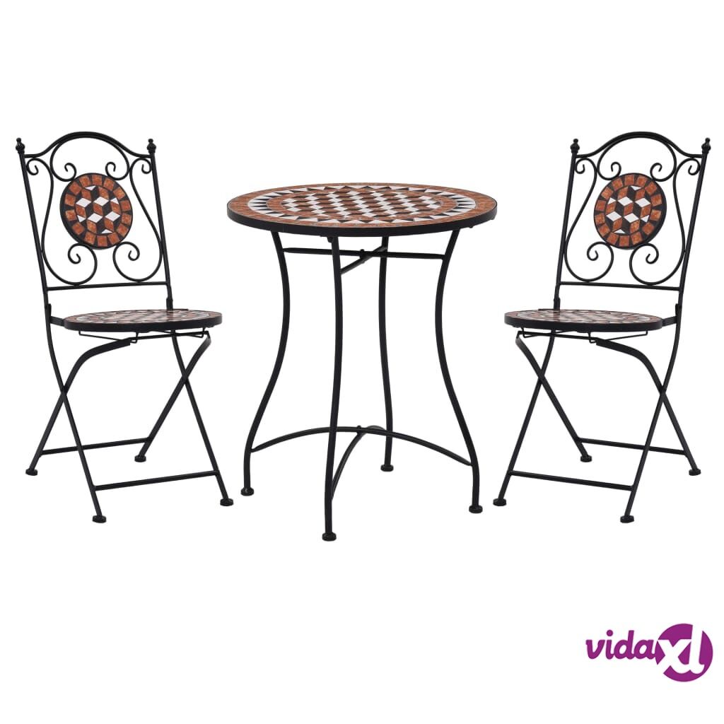 vidaXL 3 Piece Mosaic Bistro Set Ceramic Tile Terracotta