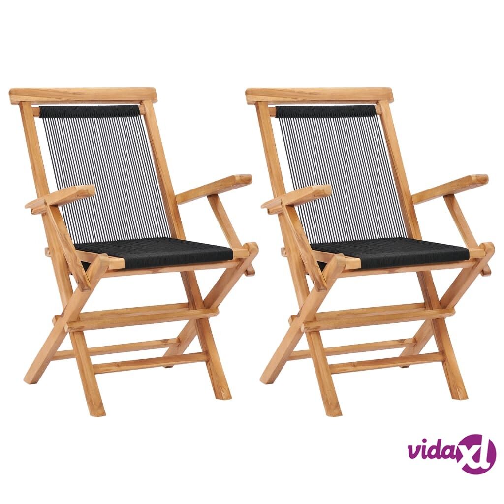 vidaXL Folding Garden Chairs 2 pcs Solid Teak Wood and Rope