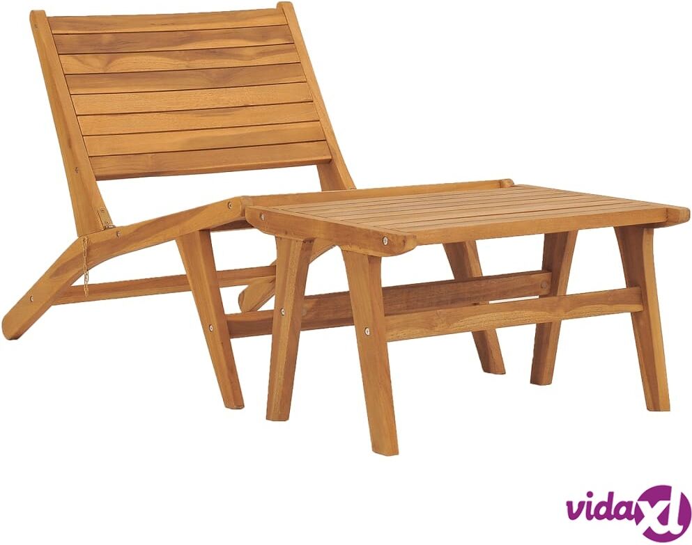 vidaXL Garden Chair with Footrest Solid Teak Wood