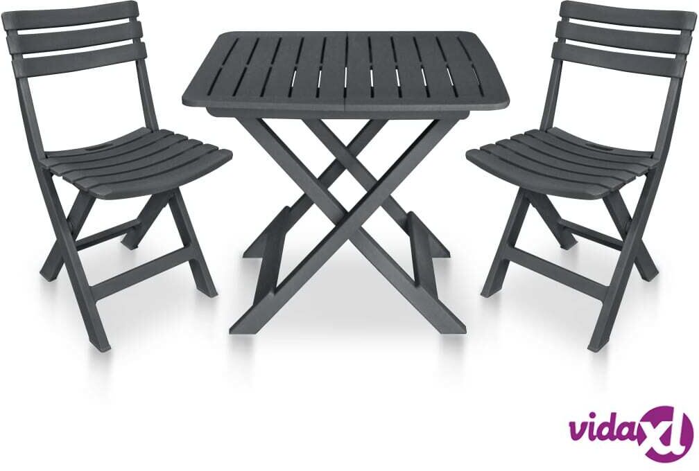 vidaXL 3 Piece Folding Bistro Set Plastic Anthracite