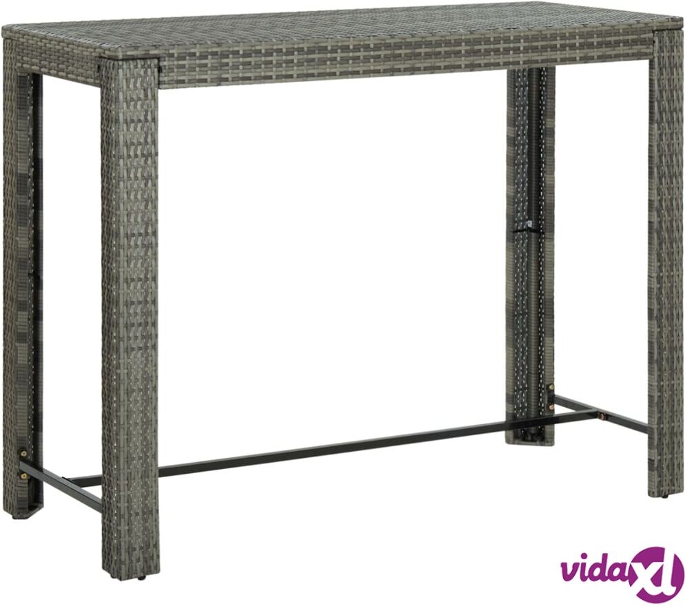 vidaXL Garden Bar Table Grey 140.5x60.5x110.5 cm Poly Rattan