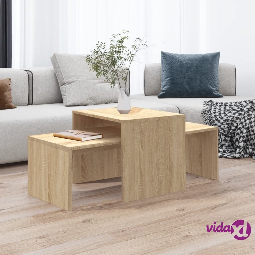 vidaXL 802915 vidaXL Coffee Table Set Sonoma Oak 100x48x40 cm Chipboard