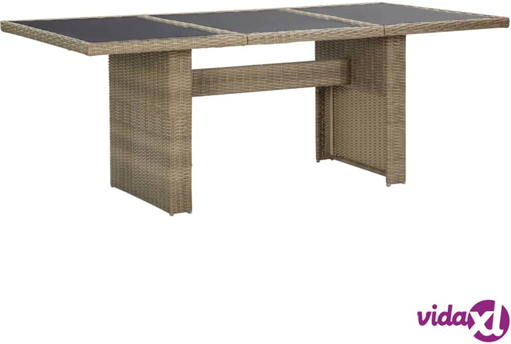 vidaXL Garden Dining Table Brown 200x100x74 cm Glass and Poly Rattan