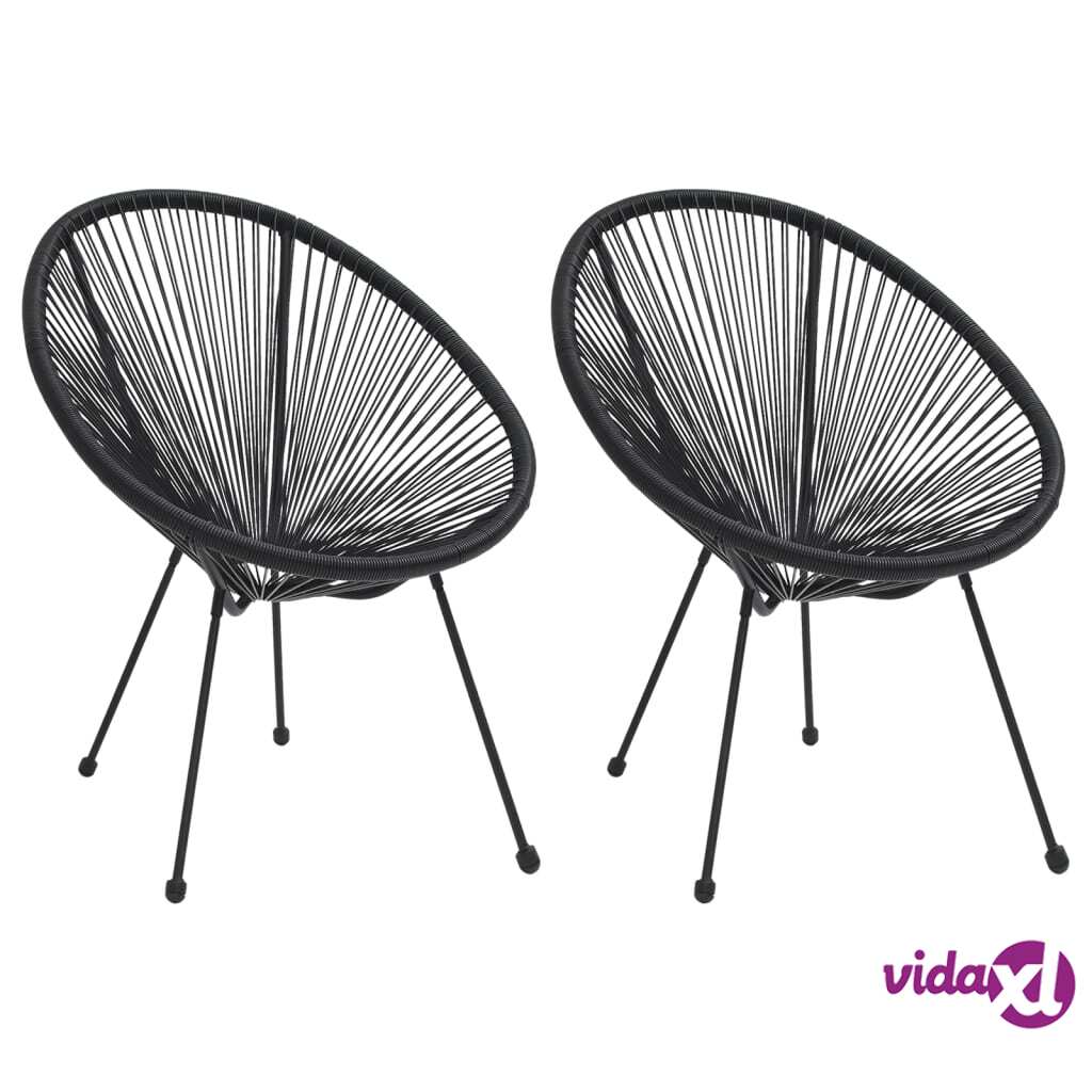 vidaXL Garden Moon Chairs 2 pcs Rattan Black