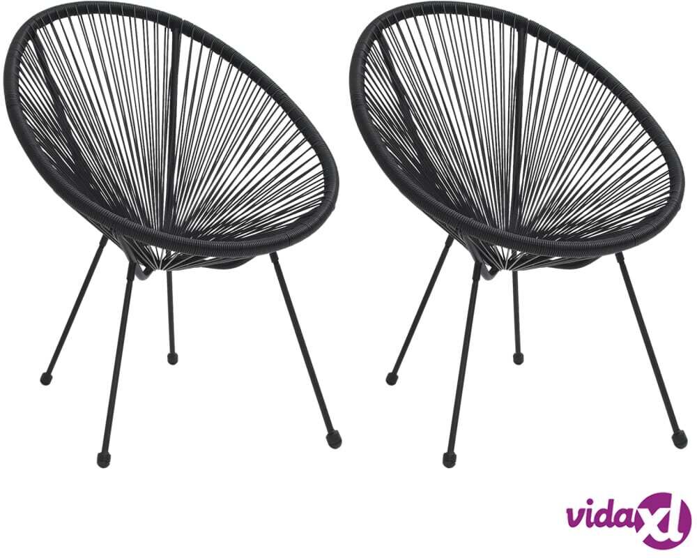 vidaXL Garden Moon Chairs 2 pcs Rattan Black