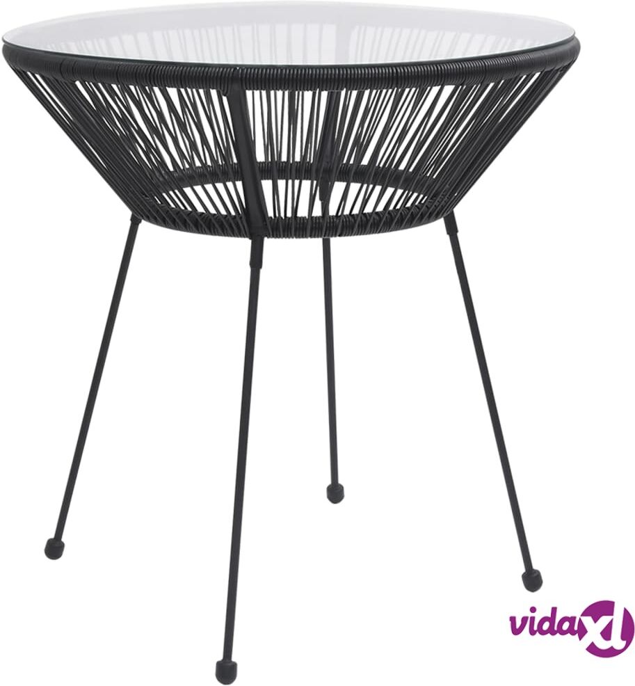 vidaXL Garden Dining Table Black Ø70x74 cm Rattan and Glass