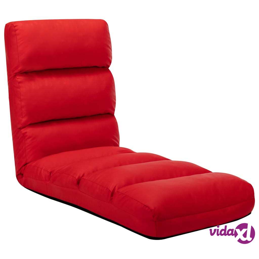 vidaXL Folding Floor Chair Red Faux Leather