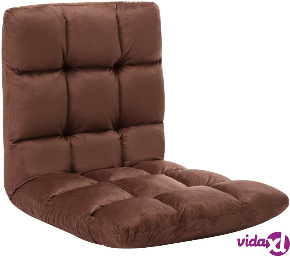 vidaXL Folding Floor Chair Brown Microfibre