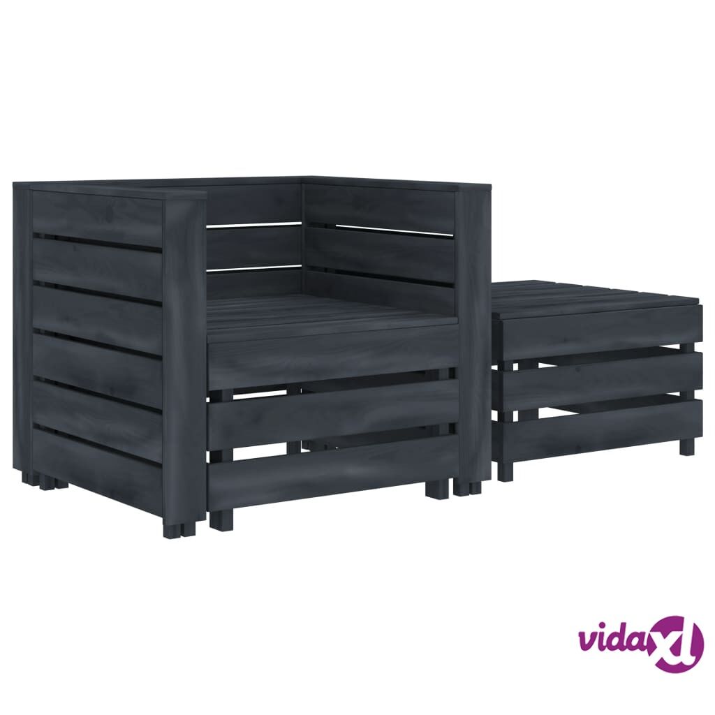 vidaXL 2 Piece Garden Pallet Lounge Set Grey Wood