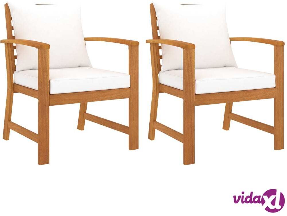 vidaXL Garden Chairs 2 pcs with Cream Cushion Solid Acacia Wood