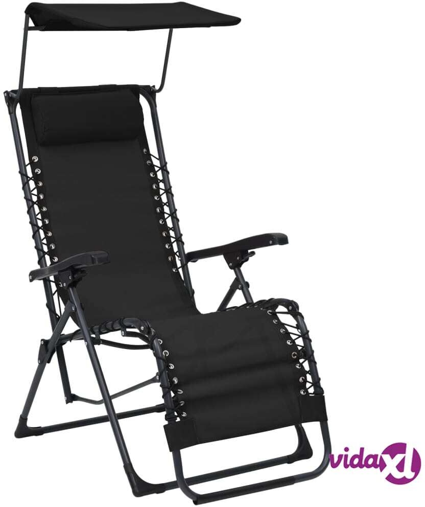 vidaXL Folding Deck Chair Textilene Black