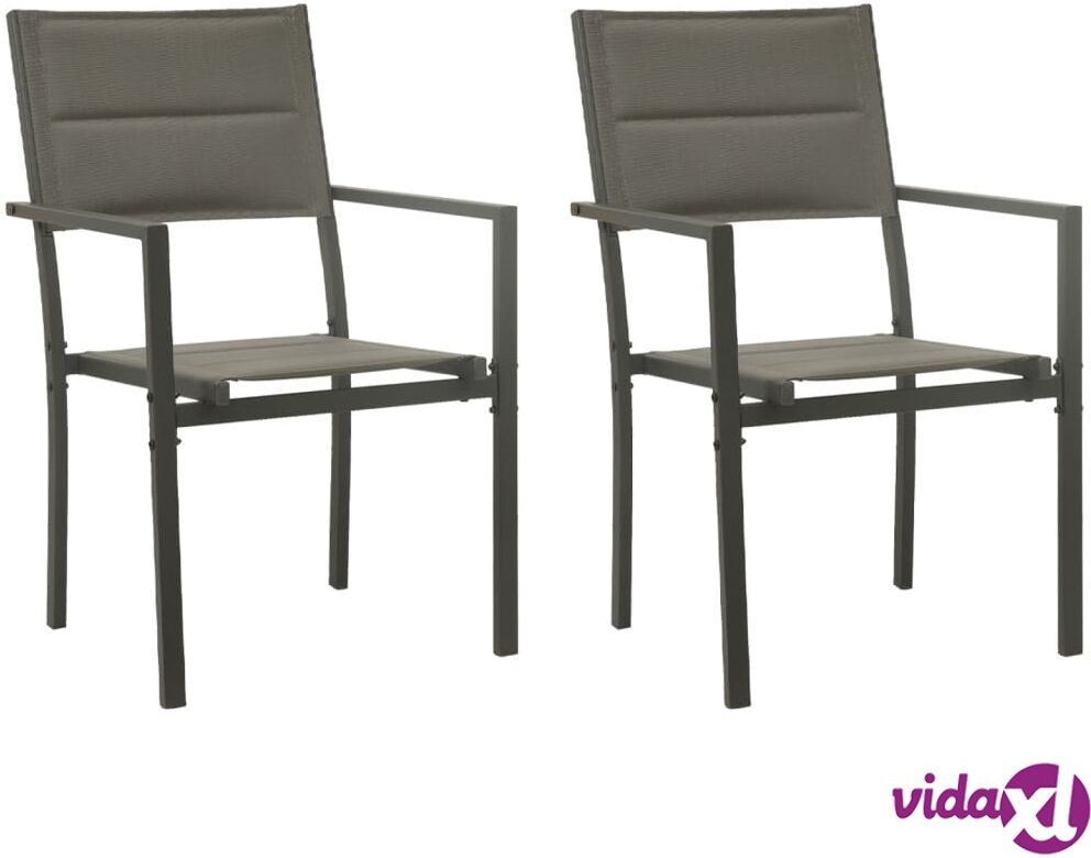 vidaXL Garden Chairs 2 pcs Textilene and Steel Grey and Anthracite