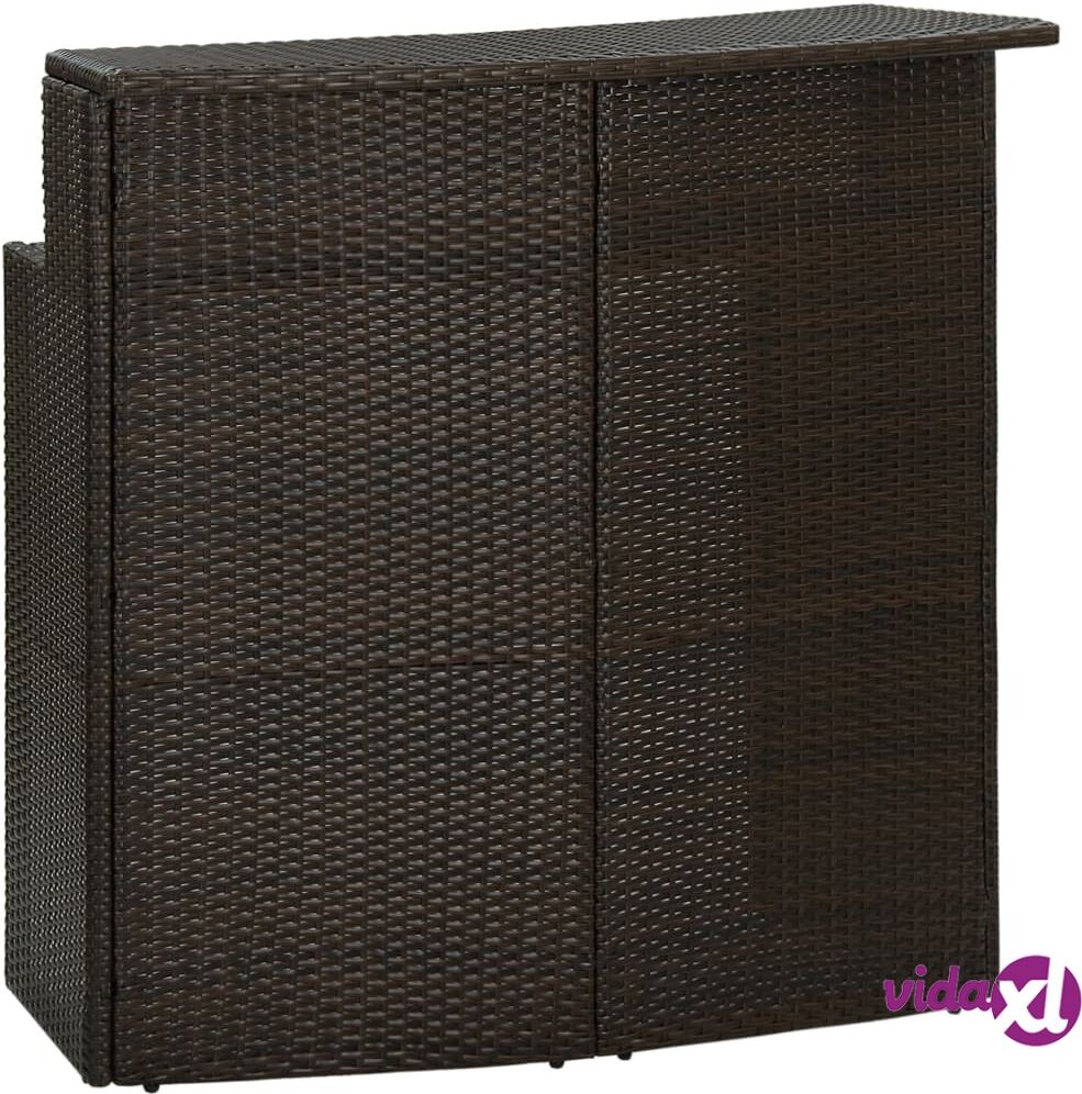 vidaXL Garden Bar Table Brown 120x55x110 cm Poly Rattan