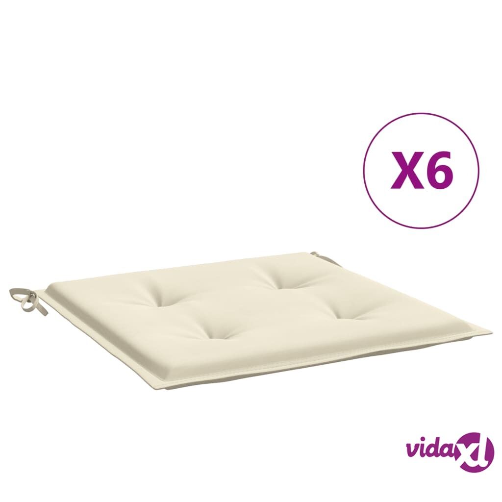 vidaXL Garden Chair Cushions 6 pcs Cream 40x40x3 cm Fabric