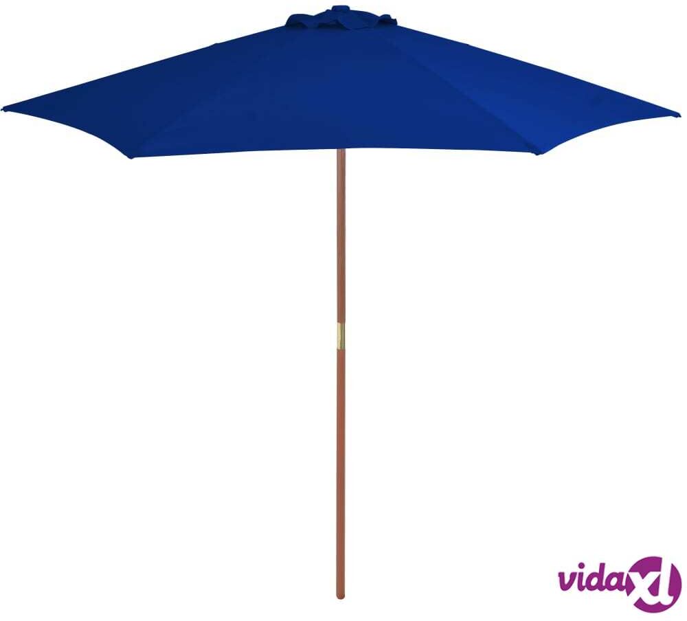 vidaXL Outdoor Parasol with Wooden Pole Blue 270 cm