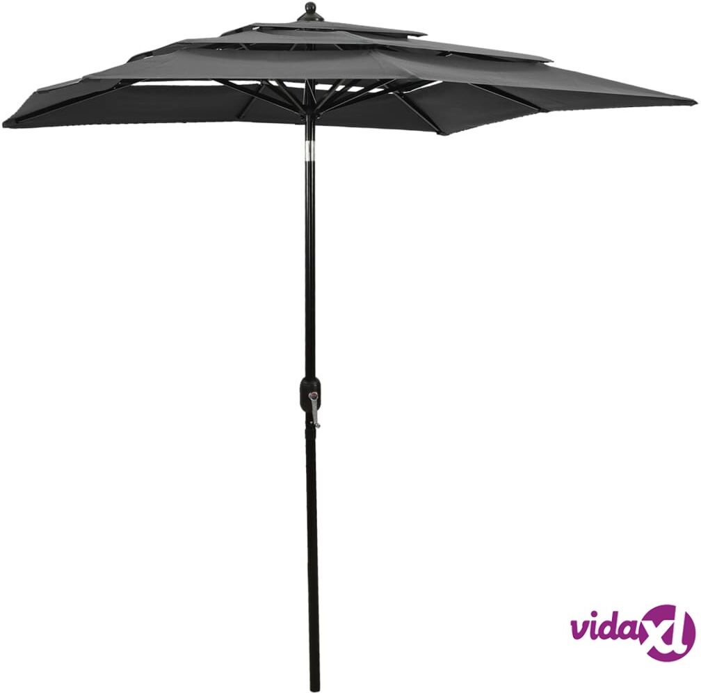 vidaXL 3-Tier Parasol with Aluminium Pole Anthracite 2x2 m