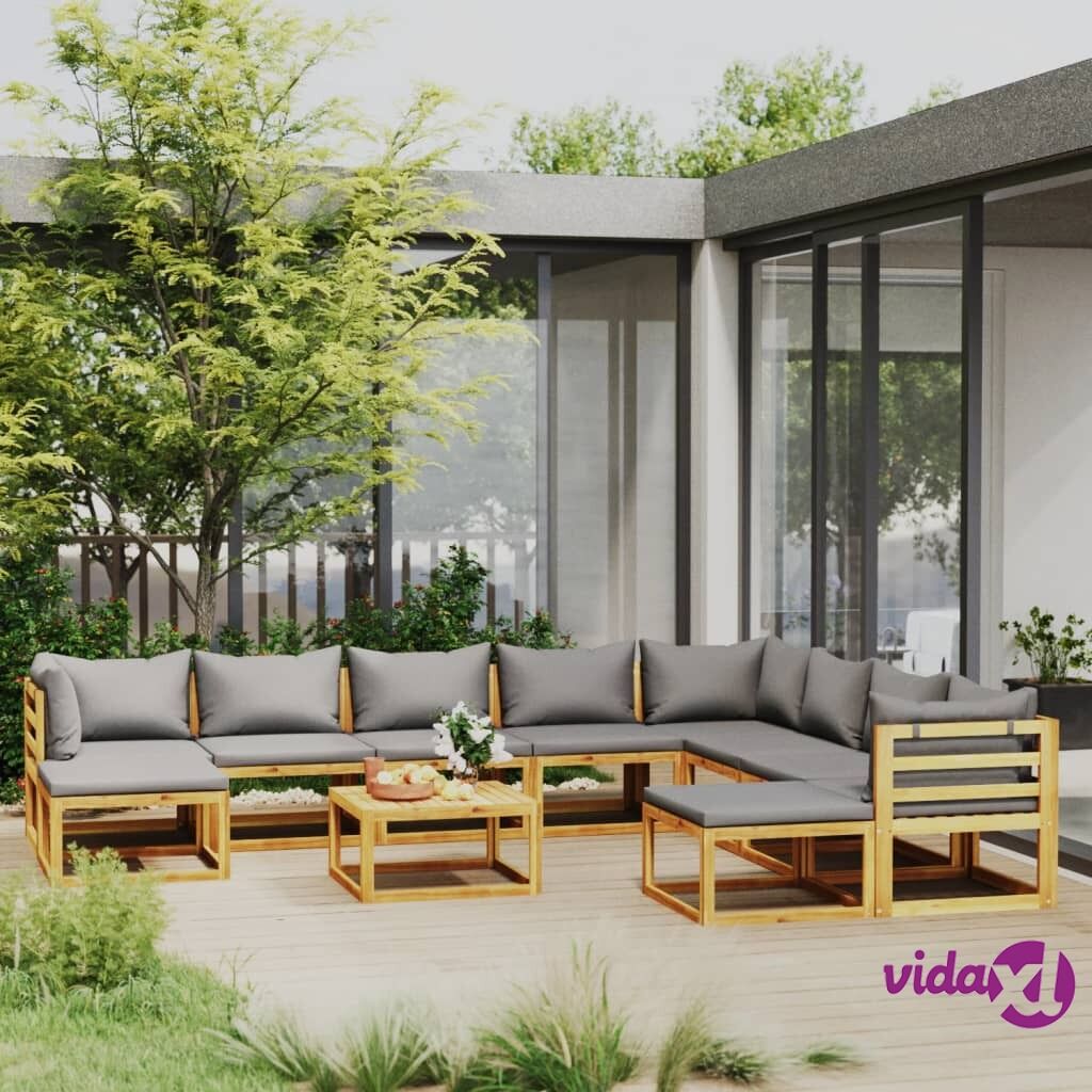 vidaXL 11 Piece Garden Lounge Set with Cushion Solid Acacia Wood